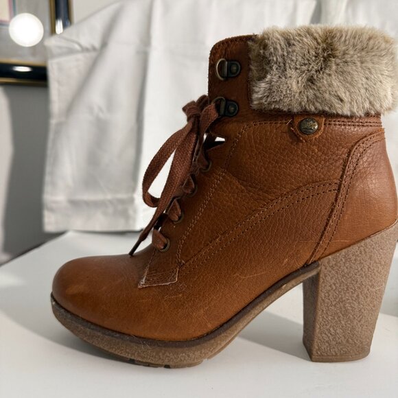 Pajar Canada Tan Leather Faux Fur Ankle Boots | Women’s 6.5–7 (EUR 37) - Picture 7 of 14